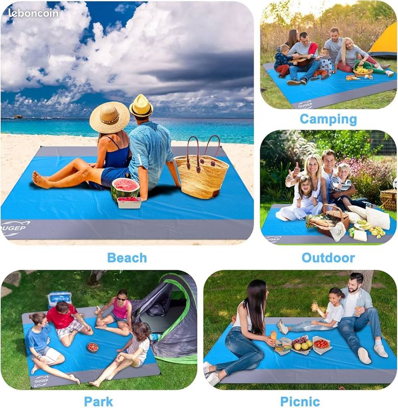 Tapis de plage XXL OUGEP – neuf - Imperméable & anti-sable – 200×230 cm 🌊 (image 8)