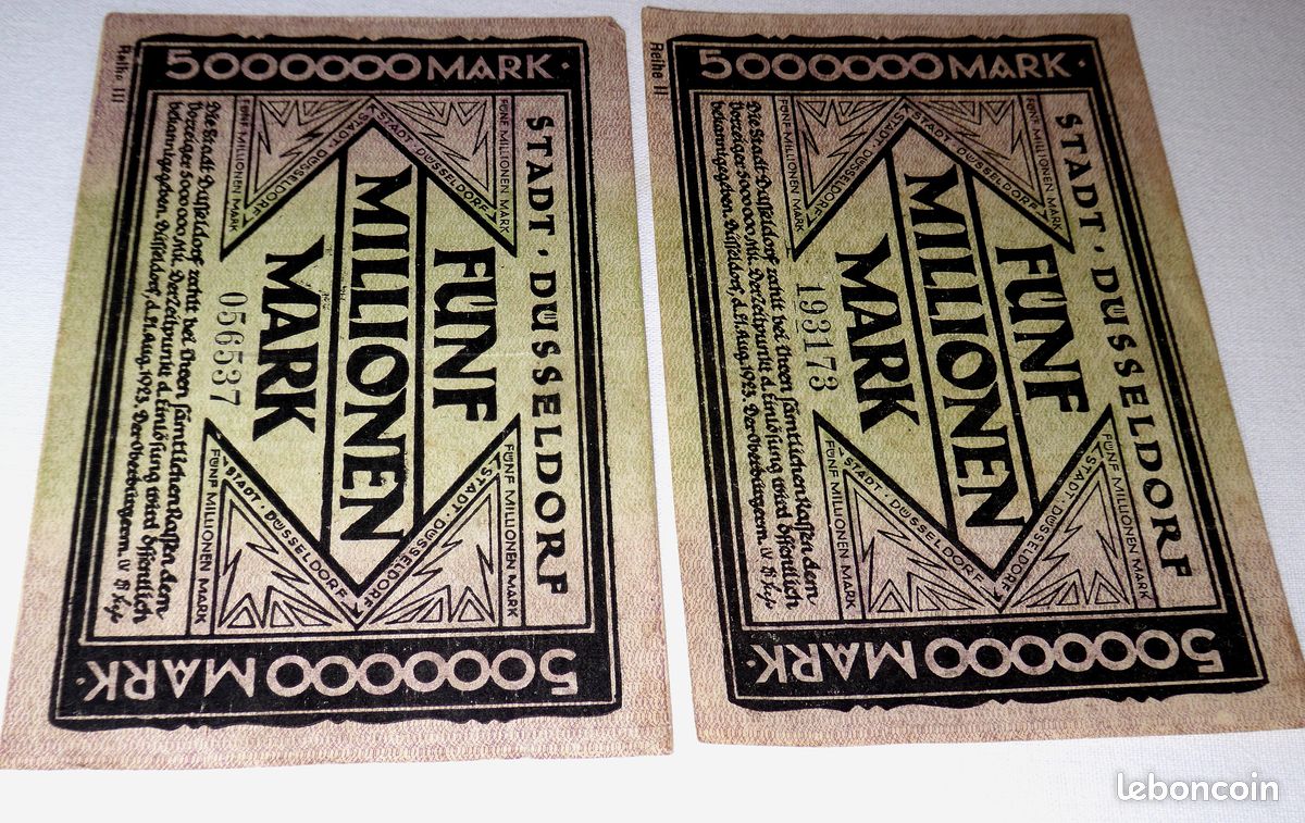 BILLET ALLEMAND « 5.000.000 » de l’EPOQUE de l’HYPERINFLATION ou (image 5)