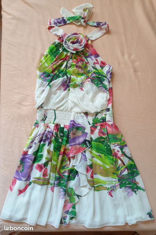 Robe Morgan 36 blanc fleurs colorées blanc (image 1)