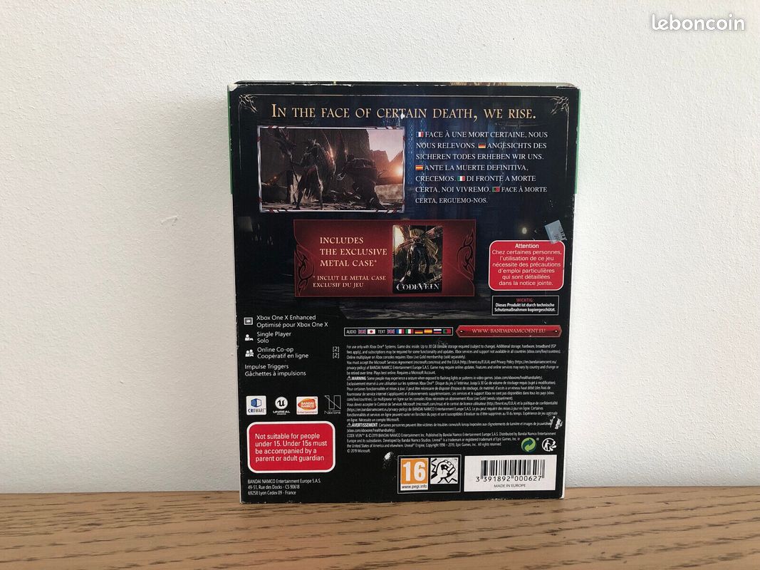 Code Vein Day One Edition – Xbox One / Series X – PAL – Neuf Sous Blister
