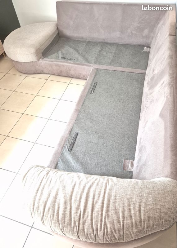 Canapé d'angle 5 places taupe/beige 280 x 235 cm – Très confortable et Très bon état (image 4)