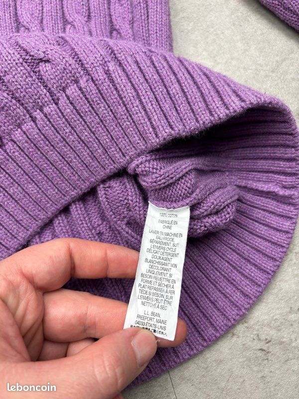 Pull Vintage L.L. Bean 100% Coton Violet - Taille L, Fabriqué Aux USA, Occasion