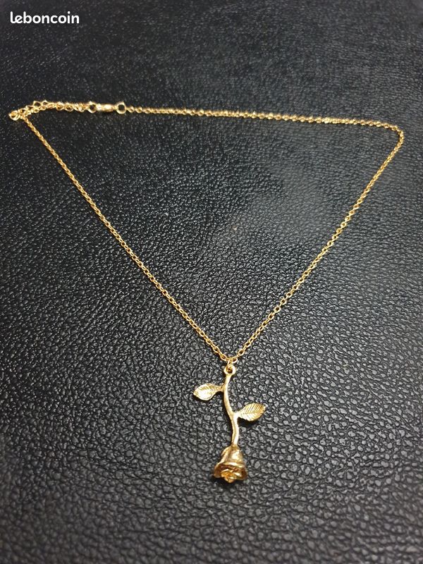 Collier fantaisie Rose dorée (image 2)
