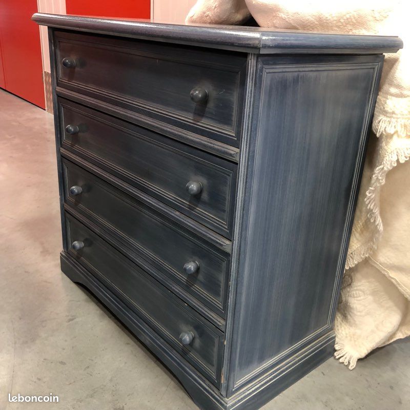 Commode/ vitrine/ Ensemble de Commodes et vitrine bois. Bleues (image 1)