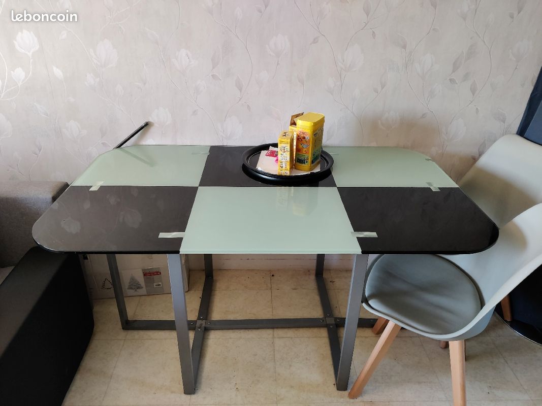 Table de salle à manger 6 personnes en verre trempé (image 2)