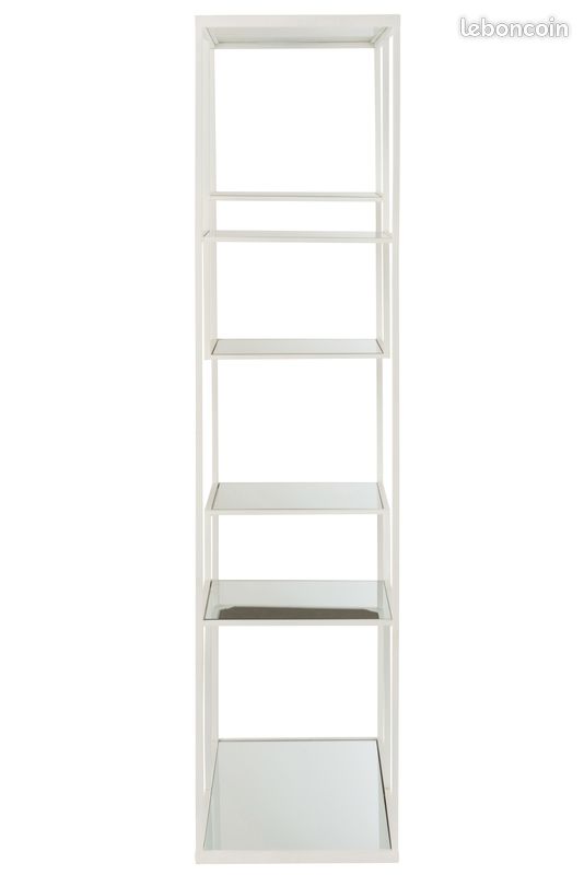 Etagere 5 Planches Metal/Verre Blanc (7621) (image 3)