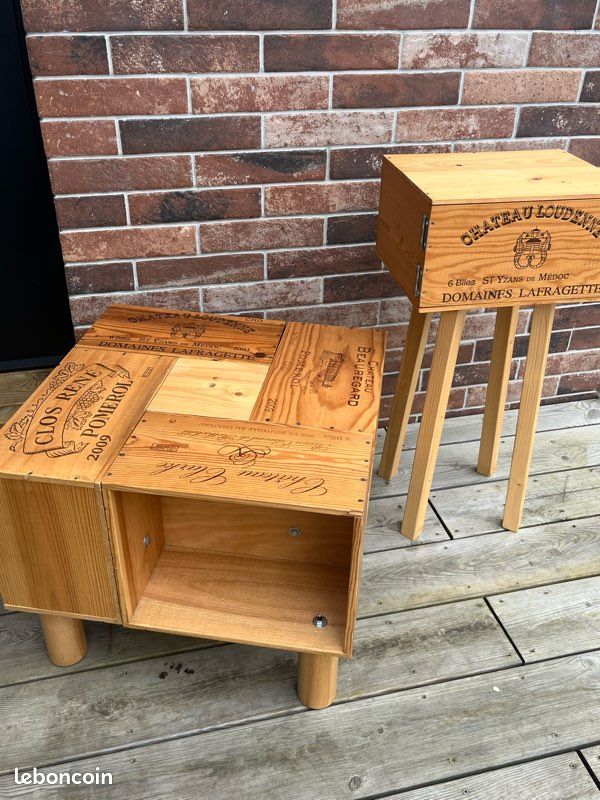 Table basse et table d’appoint en caisse de vin (image 2)