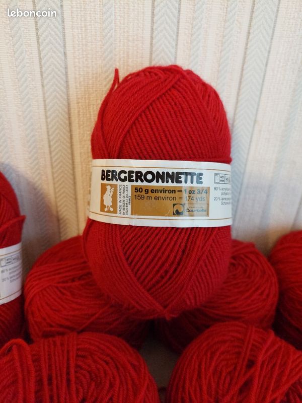 Lot 10 Pelotes Laine Framboise Grosse - Fabriqué En France, Tricot/crochet