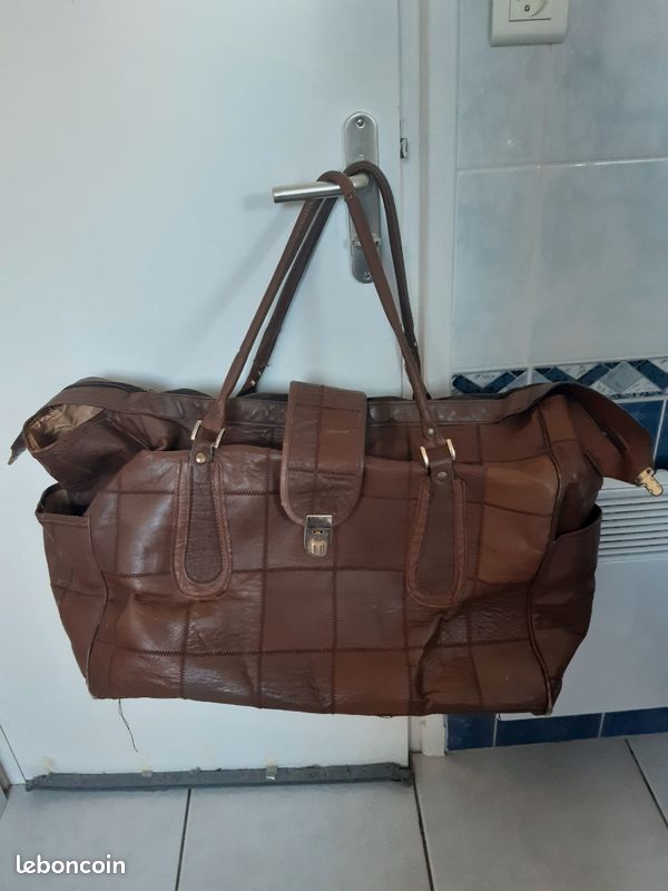Valise sac voyage cuir marron vintage Accessoires Bagagerie
