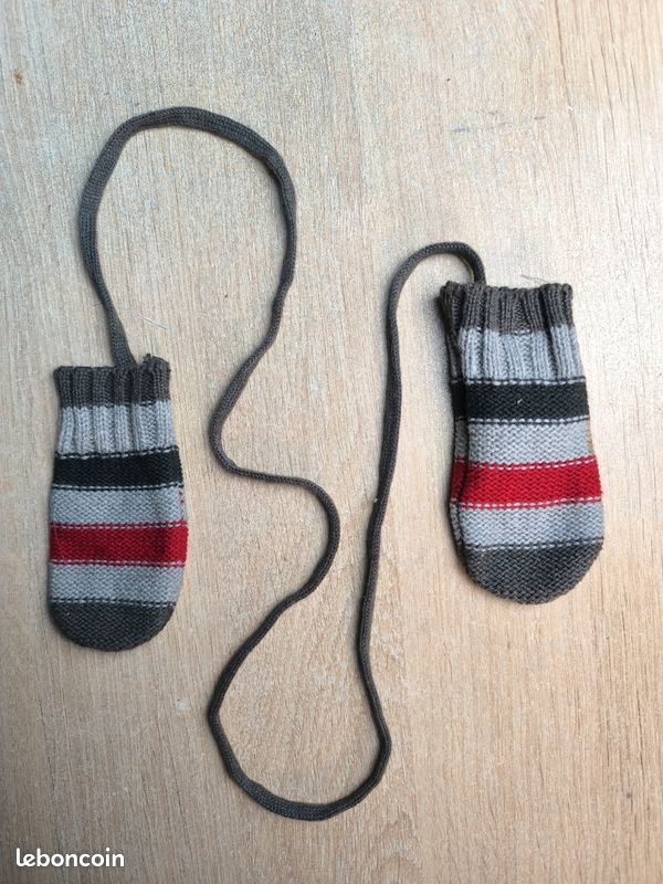 Gants bébé en maille longueur 10,5 cm multicolore (image 1)