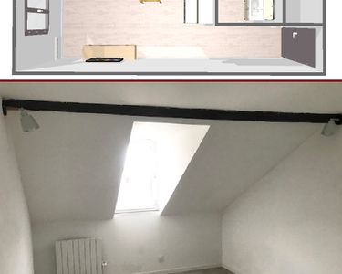 Studio rénové - 19 m² au sol / 13 m² Carrez - Angers, rue Saint-Jacques