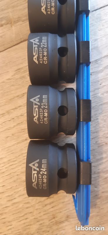 Jeu de 15 douilles extra courtes à chocs sur réglette 1/2", Cr-Mo A-SS (image 3)