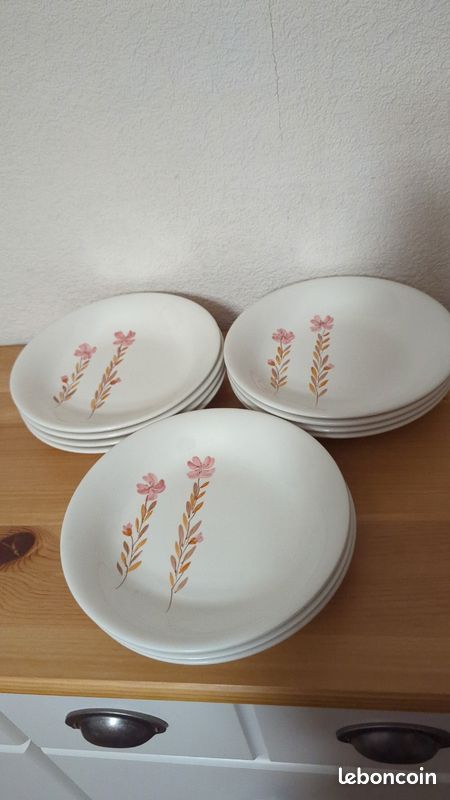 11 assiettes creuses Longchamp décor fleurs (image 1)