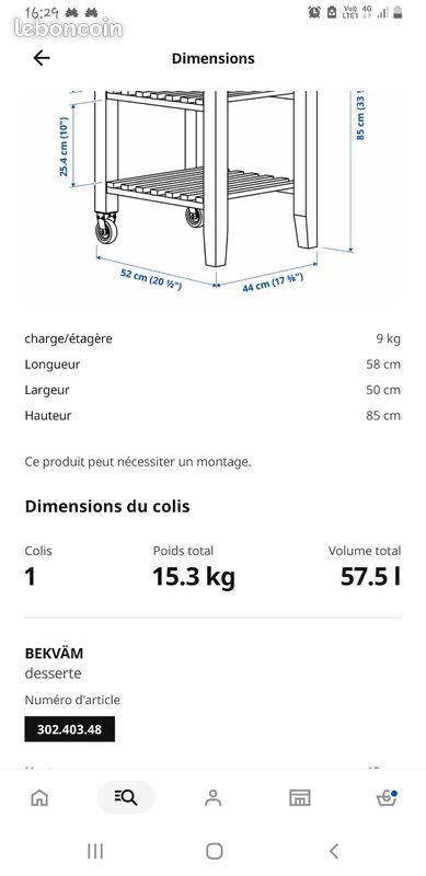 IKEA BEKVAM. Desserte bouleau 

Desserte bouleau 58x50cm (image 11)