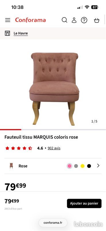 Fauteuil rose (image 3)