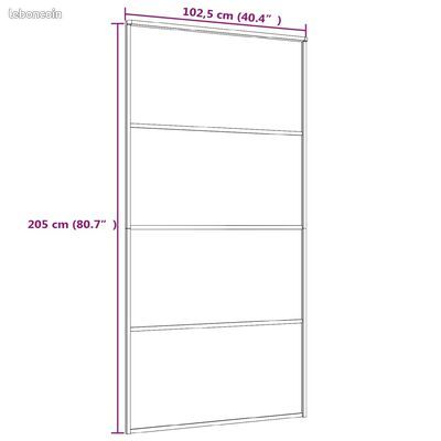 Porte coulissante Verre ESG et aluminium 102,5x205 cm Blanc (image 2)