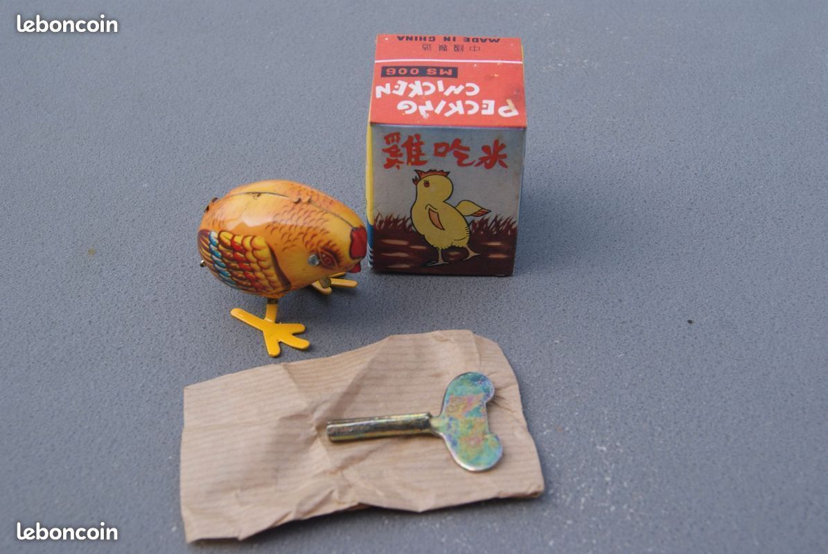 Jouet Ancien Mécanique en Tôle « Poussin qui picore » (5 cm) 🎁 - Collection