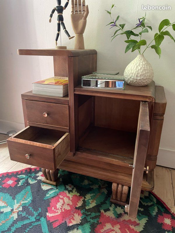 Petit meuble art déco avec tiroirs rangement étagère table de nuit (image 3)