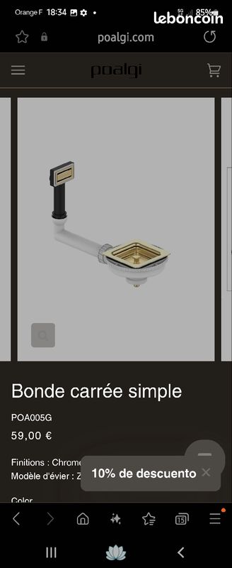 Bonde carré simple or (image 1)