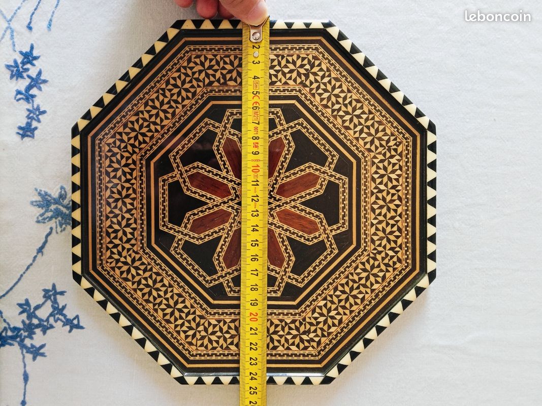 Plateau marqueterie orientale fait main – style Damas Syrie – décor géométrique artisanal – pièce décorative (image 8)