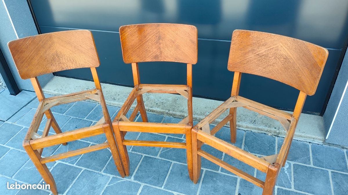 Assise de chaises Bois vintage 60’s 70’s (image 1)