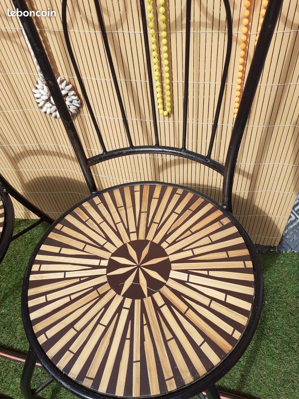 1 lot de 2 chaises fer et bois (image 3)