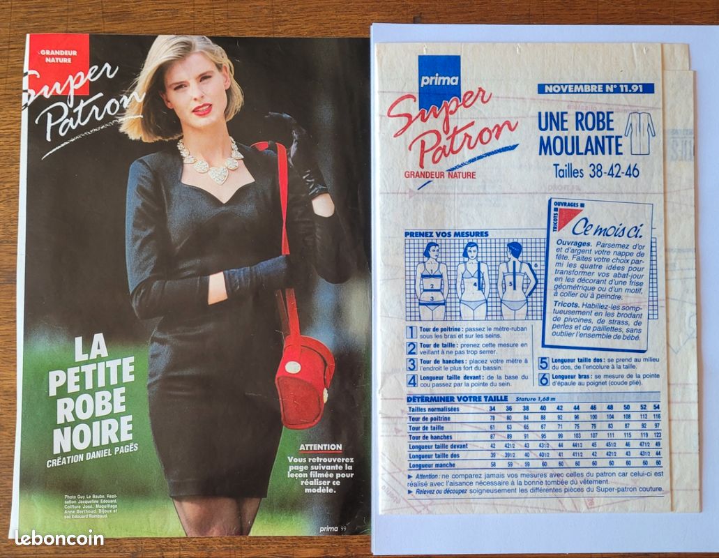 Patron de couture d'une robe moulante T 38 42 46 Prima n° 11.91 (image 2)