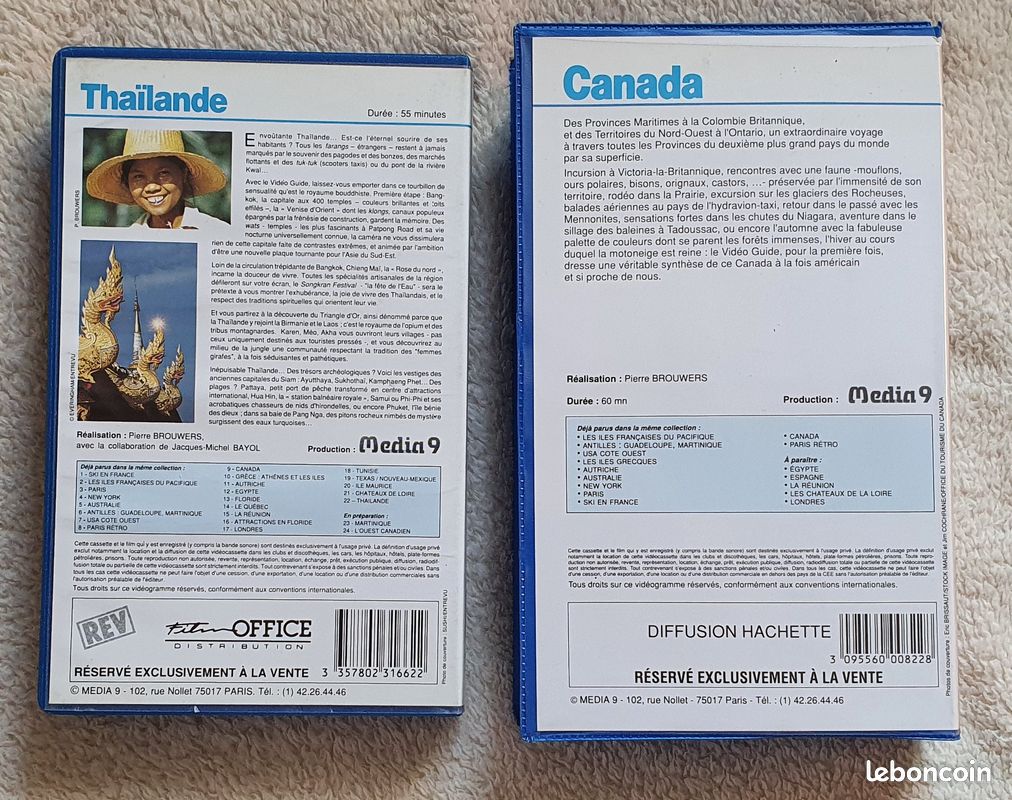 Lot 2 cassettes VHS VIDEO GUIDE CANADA THAILANDE (image 2)