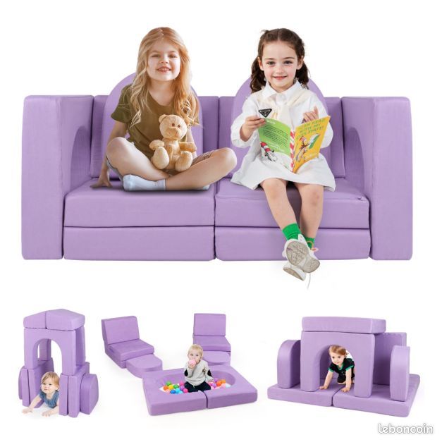 Canapé modulaire multifonctionnel de blocs en mousse pour les enfants couleur crème