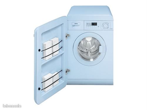 Lave-linge Séchant SMEG LBS147X Inox - Bon état, Machine à Laver Empilable Argentée
