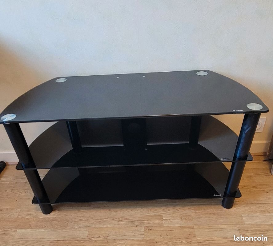 Meuble TV de verre noir (image 2)