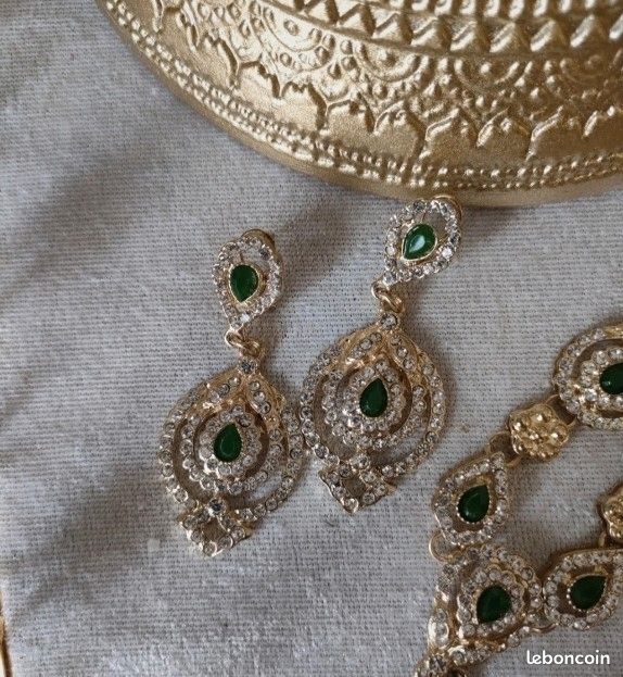 Parure De Bijoux Orientale 3 Pièces Métal Doré - Pour Mariage Ou Soirée - Sans Nickel - Neuf