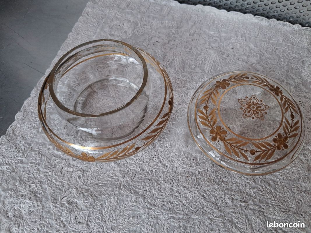 Boîte à bijoux verre soufflé doré main 1920 art déco (image 13)