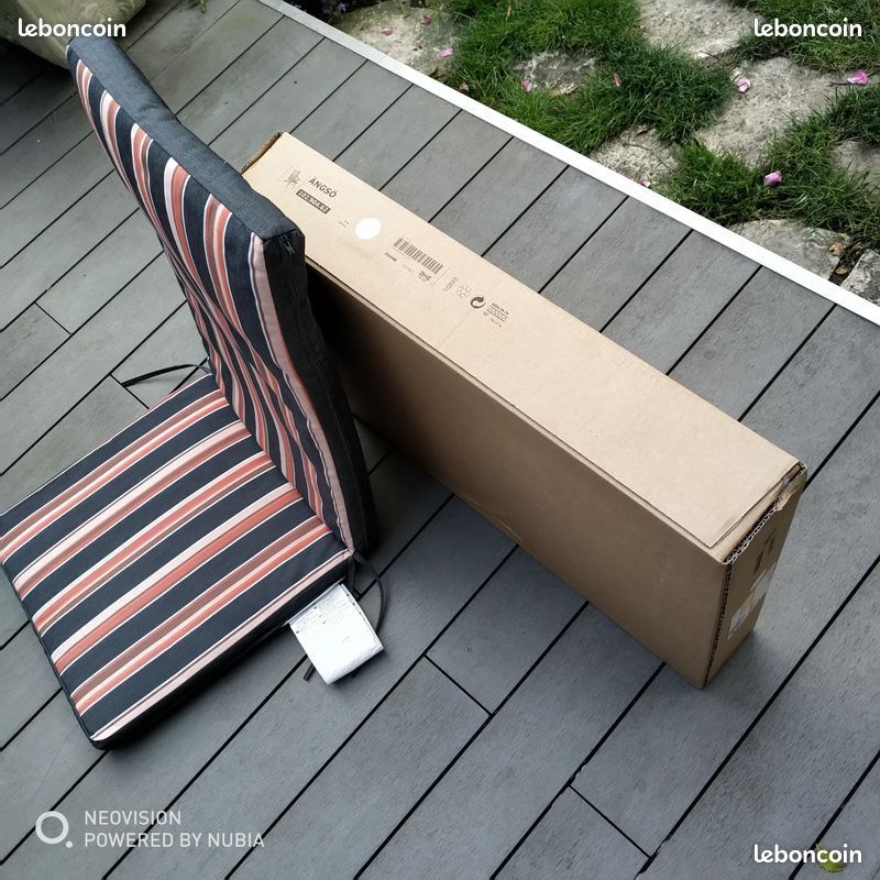 LOT de 4 Chaise dossier réglable blanc IKEA ÄNGSÖ ANGSO NEUF + coussins (image 2)