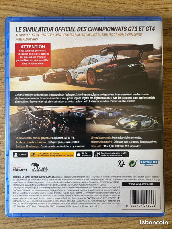 Assetto Corsa Competizione PS5 – Comme neuf (image 2)
