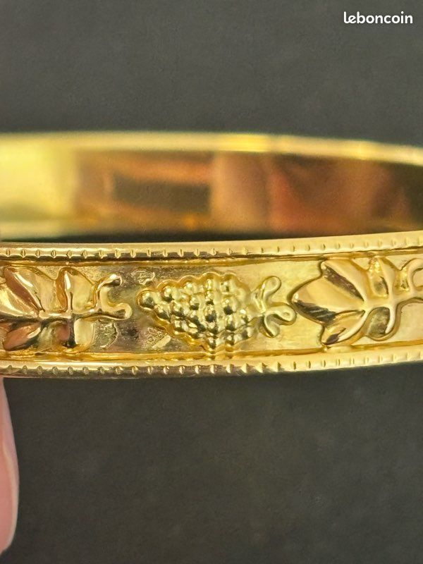 Bracelet Ancien En Argent 925 Et Or 18 Carats Avec Cabochon D’agate – Pièce Vintage