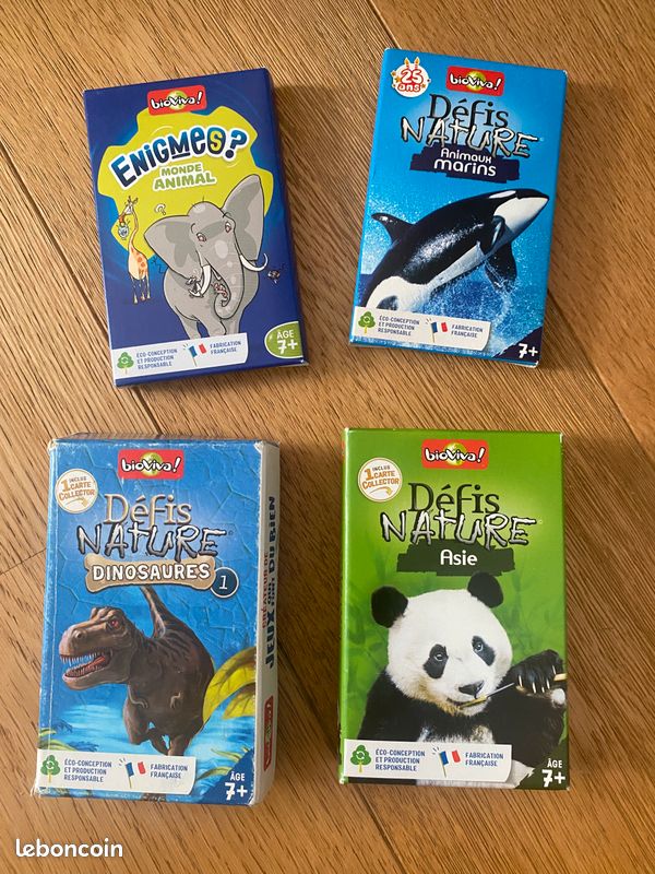 Jeux de cartes Bioviva : défi nature (animaux marins, Asie, dinosaures, énigmes) (image 1)