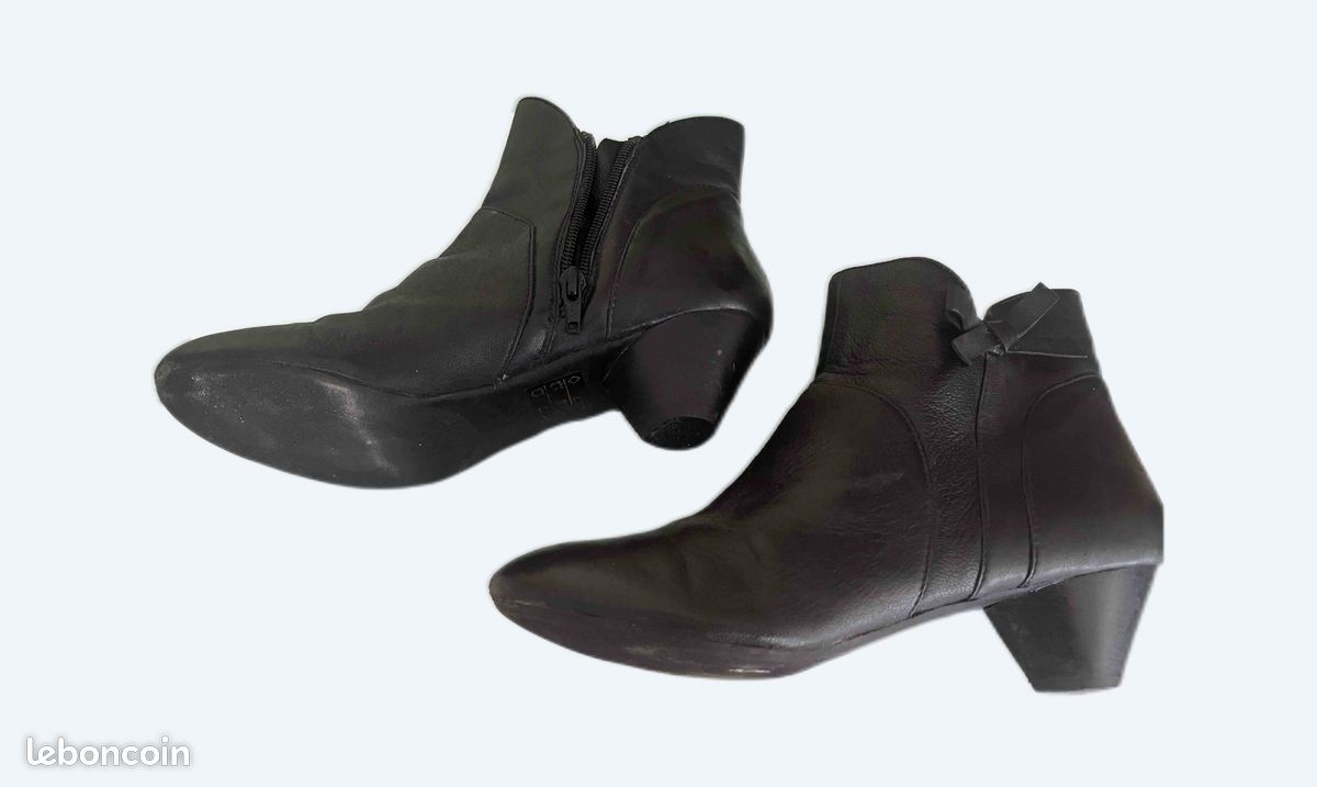 Bottines femme noires ointure 37 cuir delicat souple fabriquees en
