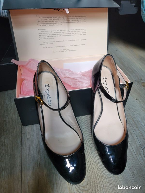 Escarpins Repetto vernis noir 42 talon doré Chaussures