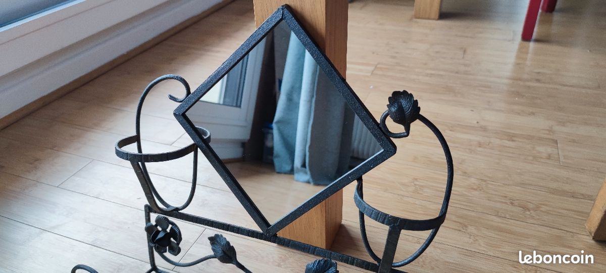 Porte manteaux miroir fer forgé (image 1)