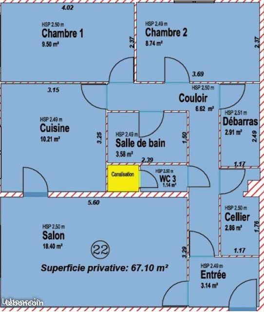 Appartement 3 pièces 67 m² · à Montbéliard · 67 m² · 650 €