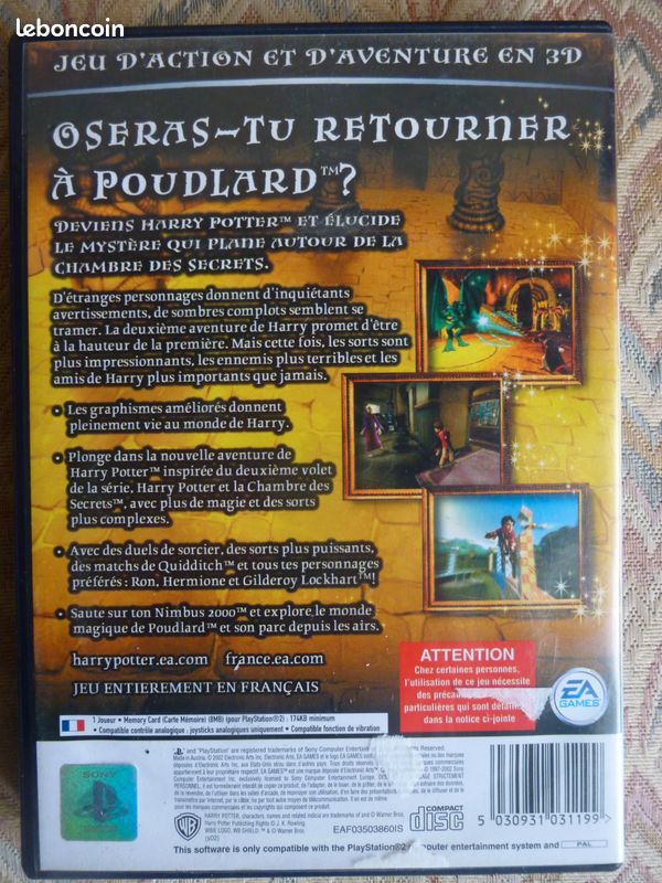 Jeu PS2 Harry Potter Et La Chambre Des Secrets - Avec Notice, Bon état, édité Par EA, Genre Action-aventure