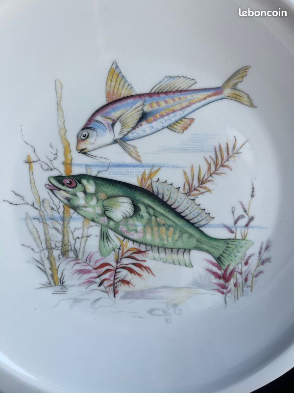 Superbe assiettes à poissons exclusivités porcelaine de sologne (image 1)