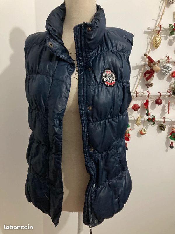 Doudoune femme courte sans manches, marine, taille 38, marque