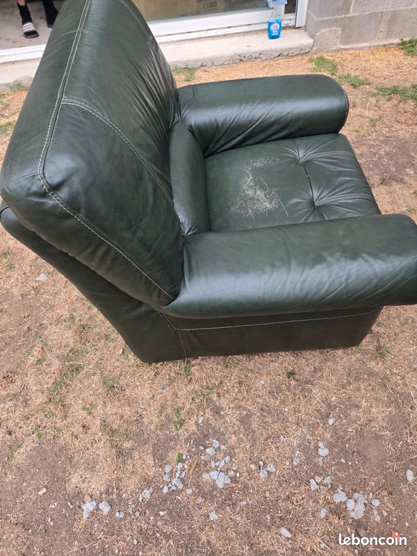 Fauteuil cuir vert (image 2)