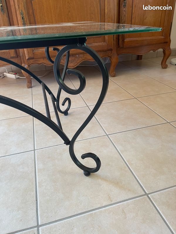 Table basse verre fer forgé (image 3)