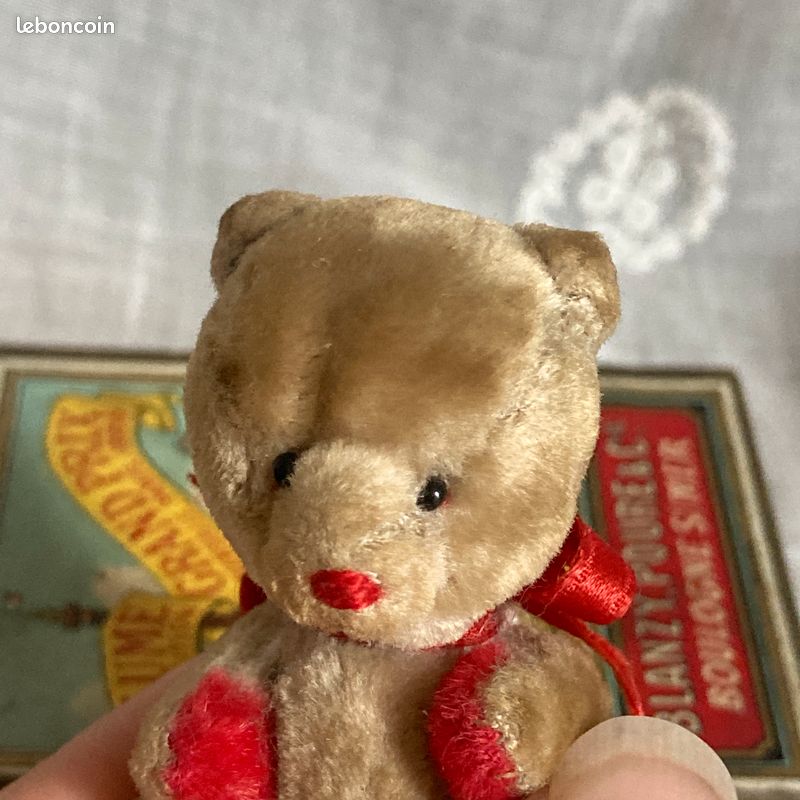 Petit Ours Steiff Miniature 10 Cm - Peluche Ancienne Pour Poupée, Sans Marque