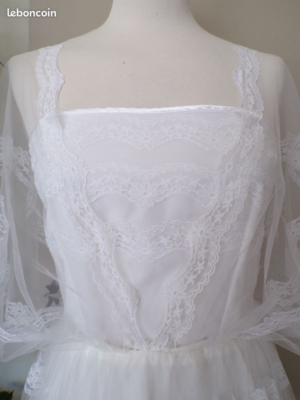 Robe de mariée dentelle années 70 (image 4)