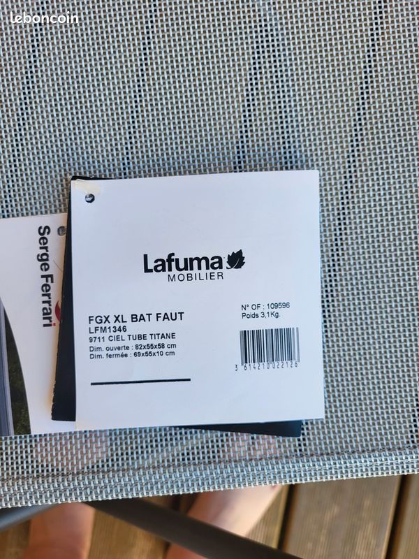 Chaise Lafuma FGX XL BAT FAUT (image 3)