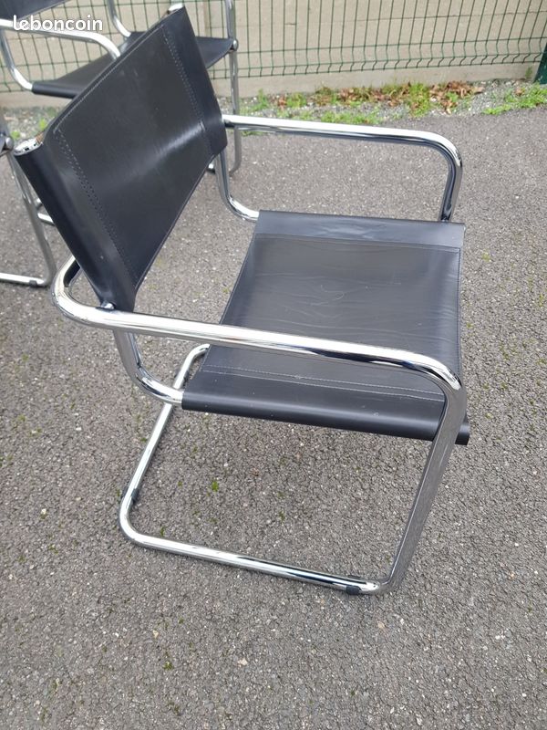 Lot 4 chaises cuir et Chrome style B34 de BREUER (image 4)